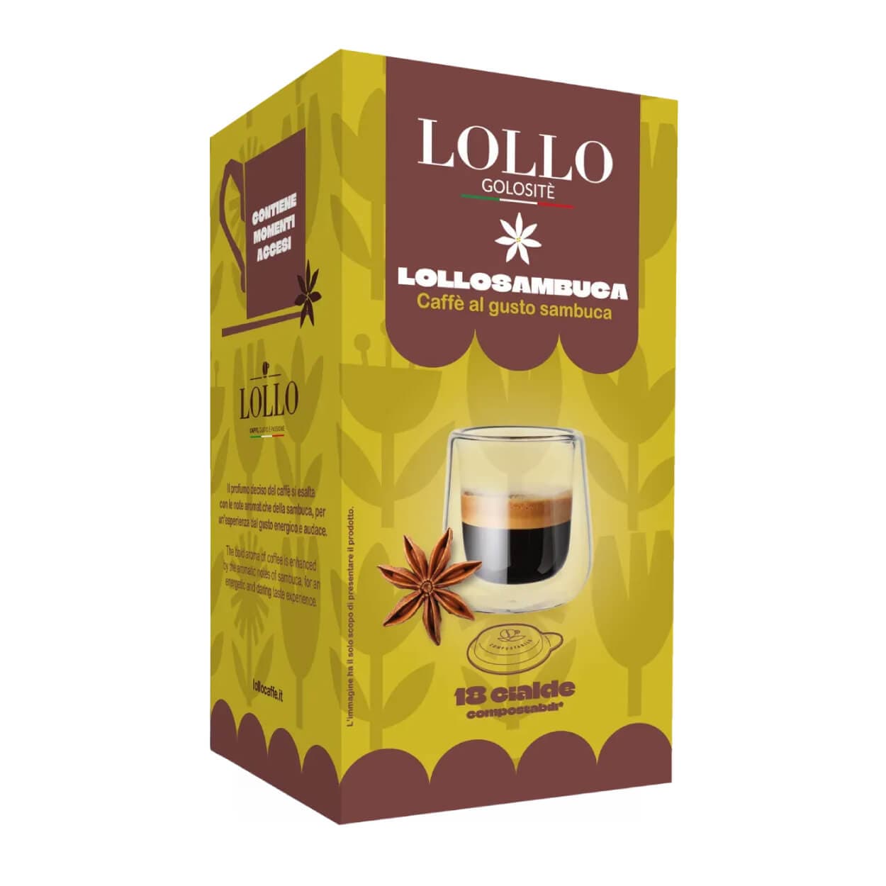 In carta LOLLO caffè al gusto SAMBUCA